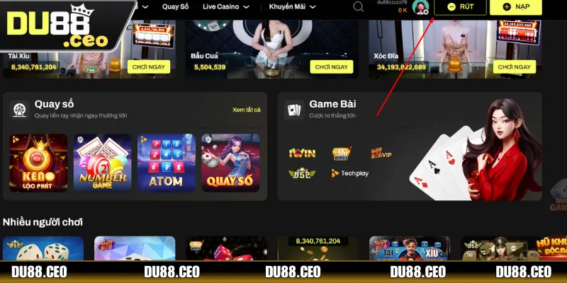 Hướng Dẫn Rút Tiền DU88 Nhanh Gọn, Bảo Mật Tuyệt Đối Các bước giao dịch đơn giản, nhanh chóng